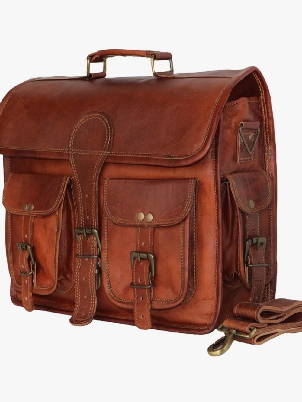 Beautifully Worn Leather Messenger Laptop Multipurpose Bag
